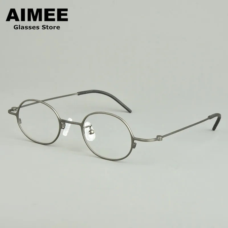 Aimee Unisex Full Rim Small Round Titanium Eyeglasses 14516 Full Rim Aimee Grey  