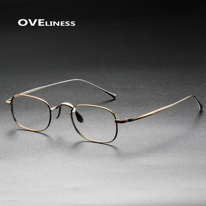 Oveliness Unisex Full Rim Small Square Titanium Eyeglasses 41065 Full Rim Oveliness bronze