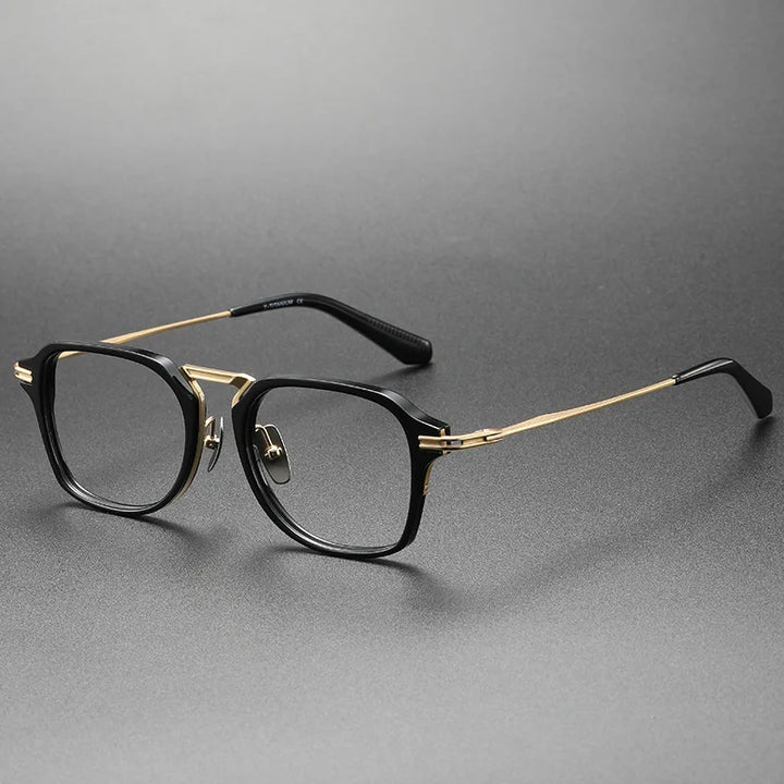 Vicky Men's Full Rim Big Flat Top Square Titanium Reading Glasses 44413 Reading Glasses Vicky +400 DTX413-black-gold 