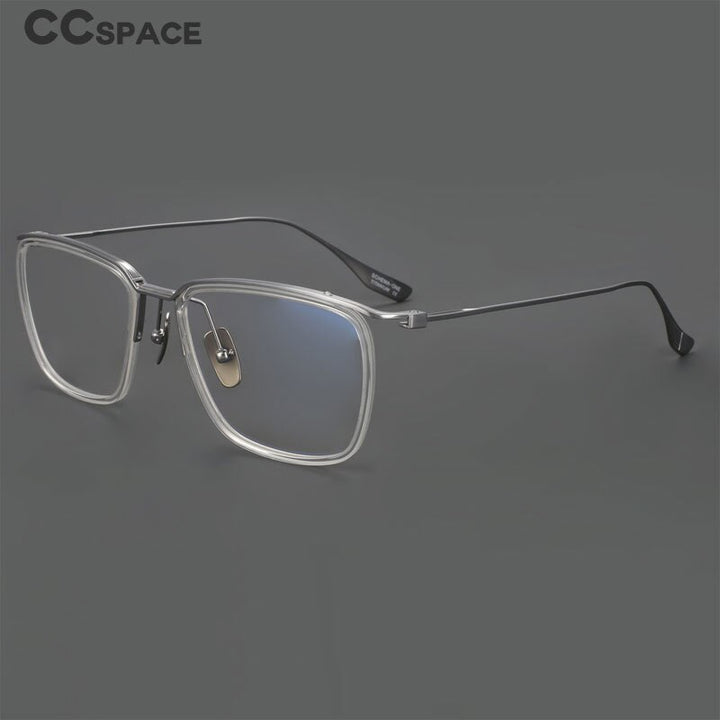 CCspace Men's Semi Rim Square Titanium Eyeglasses 55920 Semi Rim CCspace   