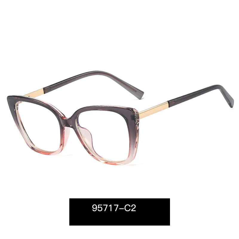 Handoer Women's Full Rim Square Cat Eye Tr 90 Alloy Eyeglasses 95717