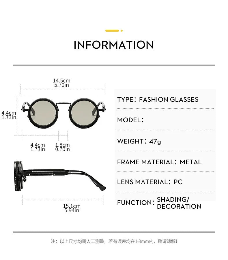 CCspace Unisex Full Rim Round Alloy Mr-3 Polarized Sunglasses 309654