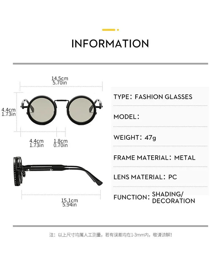 CCspace Unisex Full Rim Round Alloy Mr-3 Polarized Sunglasses 309654