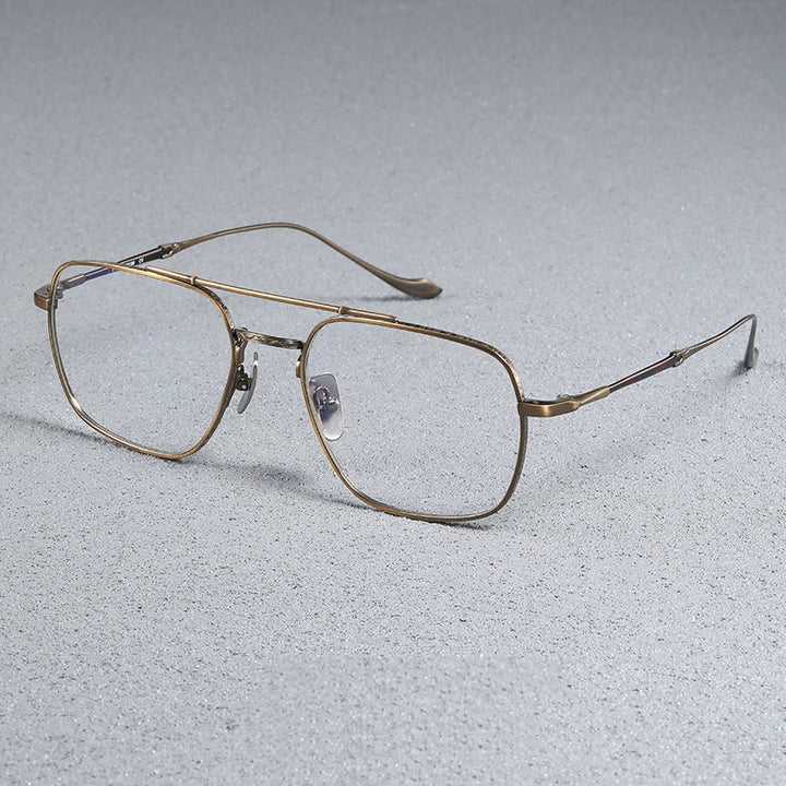Black Mask Men's Full Rim Square Double Bridge Titanium Eyeglasses 43123