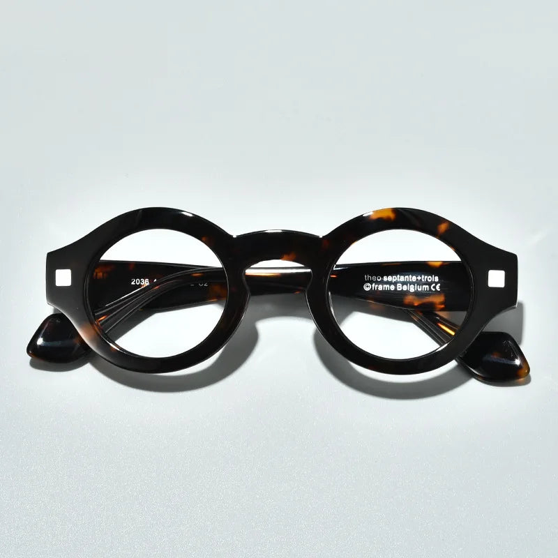 Black Mask Unisex Full Rim Round Acetate Eyeglasses L2036 Full Rim Black Mask   