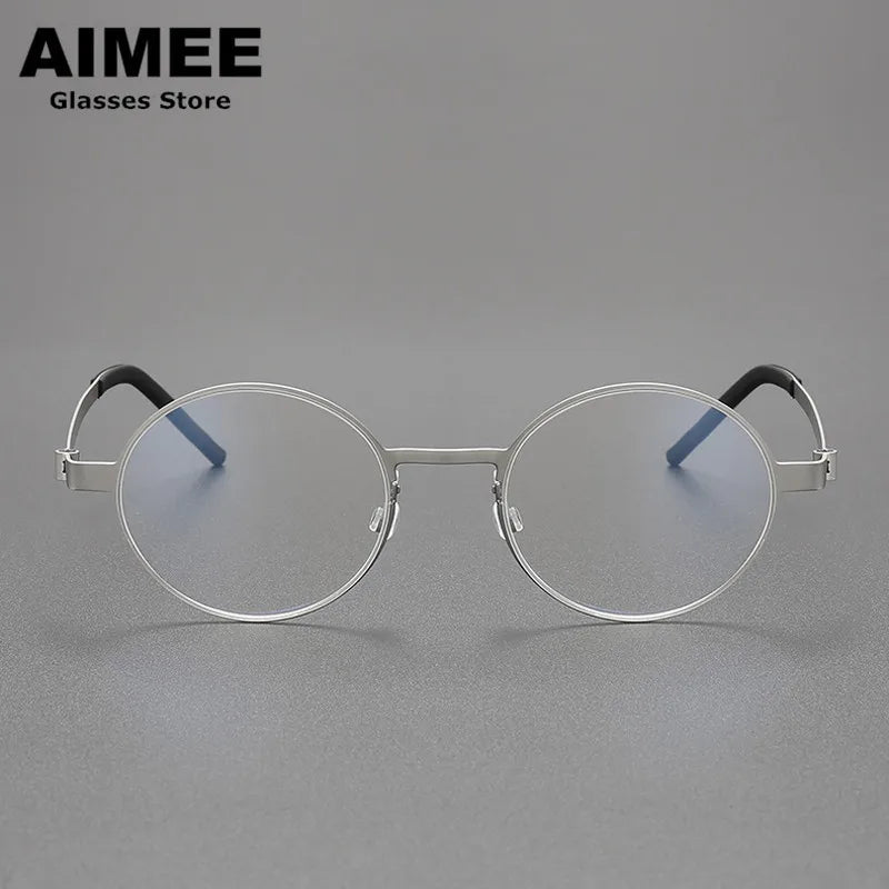 Aimee Unisex Full Rim Round Screwless Titanium Eyeglasses 9610 Full Rim Aimee   