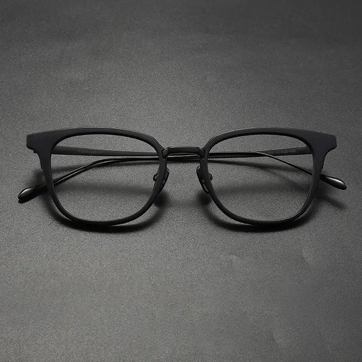 Gatenac Unisex Full Rim Square Acetate Titanium Eyeglasses 679903 FuzWeb