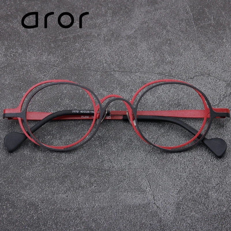 Aror Unisex Full Rim Double Round Titanium Eyeglasses 67773
