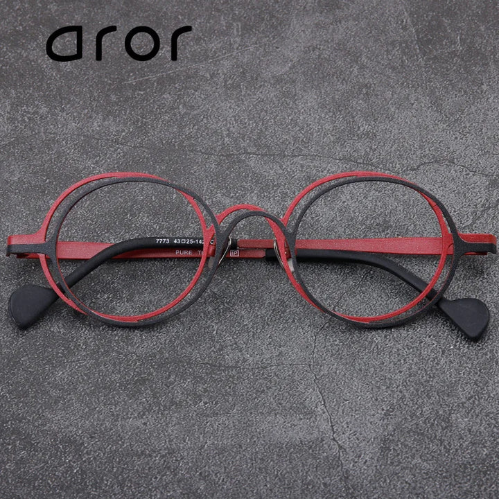 Aror Unisex Full Rim Double Round Titanium Eyeglasses 67773