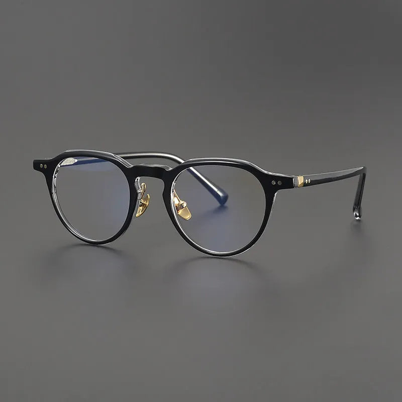 Black Mask Unisex Full Rim Round Acetate Eyeglasses BM-M505