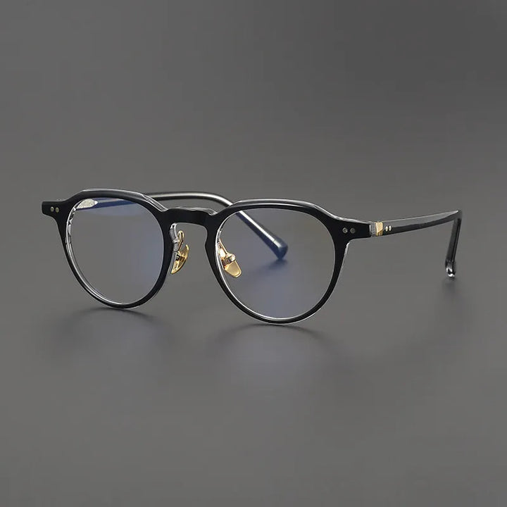 Black Mask Unisex Full Rim Round Acetate Eyeglasses BM-M2507