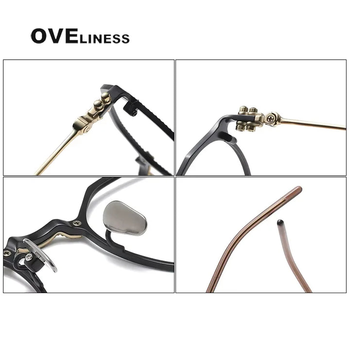 Oveliness Unisex Full Rim Flat Top Square Oval Titanium Eyeglasses 14121 Full Rim Oveliness   