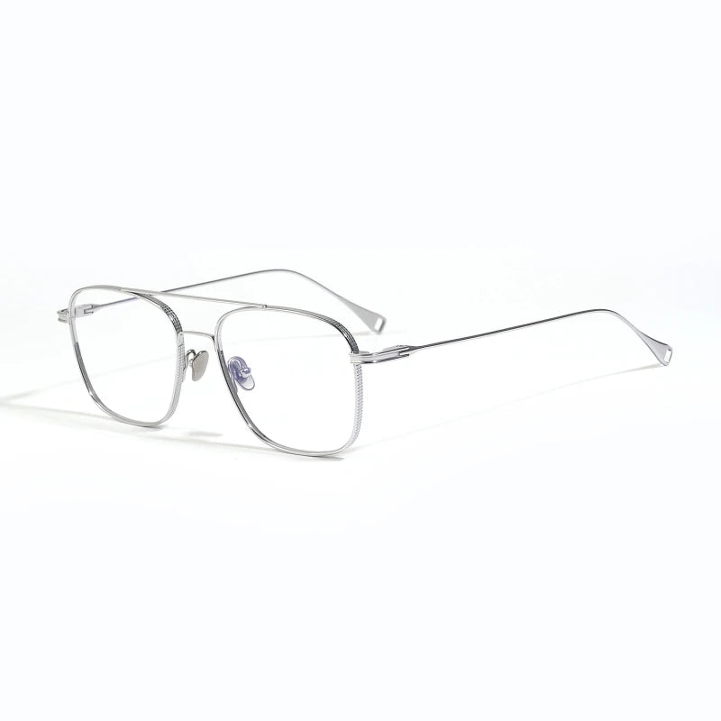 Black Mask Unisex Full Rim Square Double Bridge Titanium Eyeglasses 880915