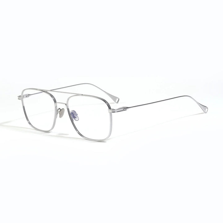 Black Mask Unisex Full Rim Square Double Bridge Titanium Eyeglasses 880915