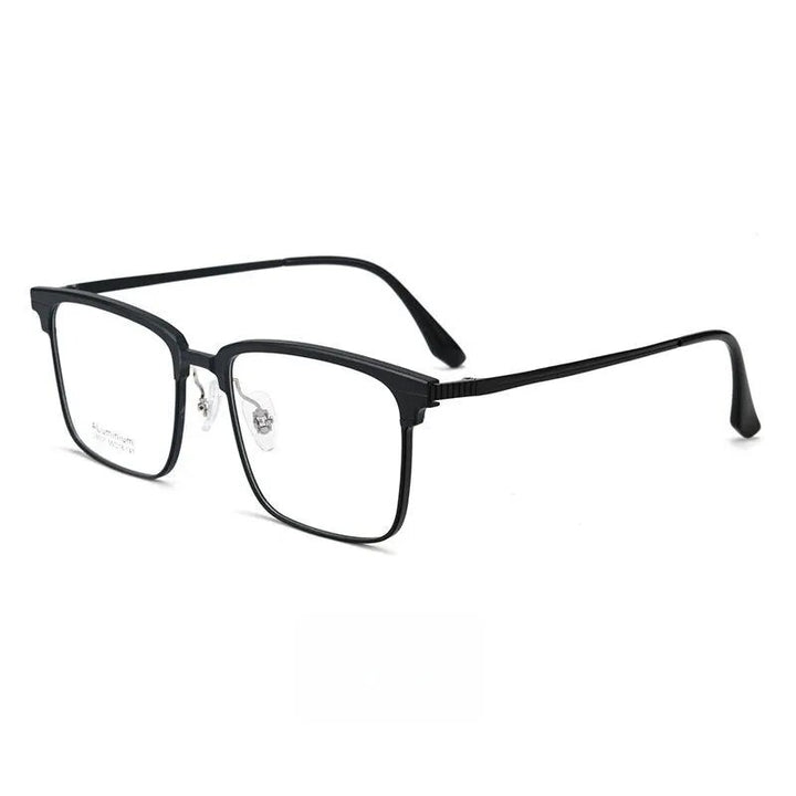 Yimaruili Men's Full Rim Square Aluminum Magnesium Eyeglasses 28531 Full Rim Yimaruili Eyeglasses Black  