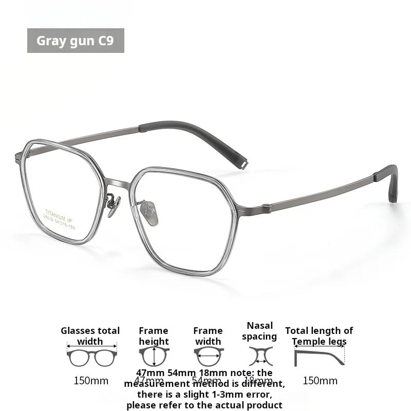 Xbora Unisex Full Rim Big Polygonal Tr 90 Titanium Eyeglasses 26016