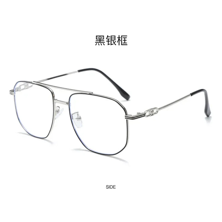 Aror Men's Full Rim Square Double Bridge Alloy Eyeglasses 34942