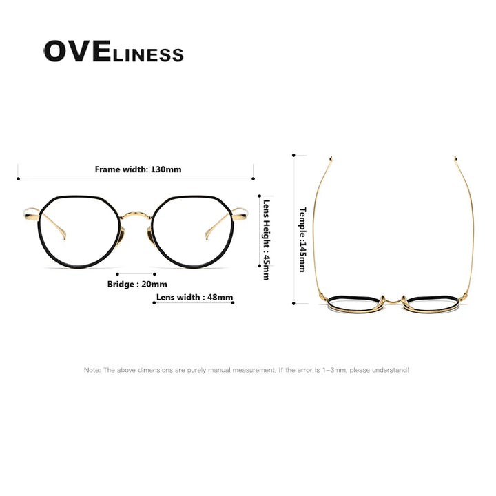 Oveliness Unisex Full Rim Flat Top Round Titanium Acetate Eyeglasses O7310 Full Rim Oveliness   