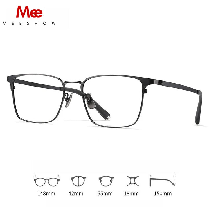 Meeshow Men's Full Rim Square Titanium Reading Glasses 26010