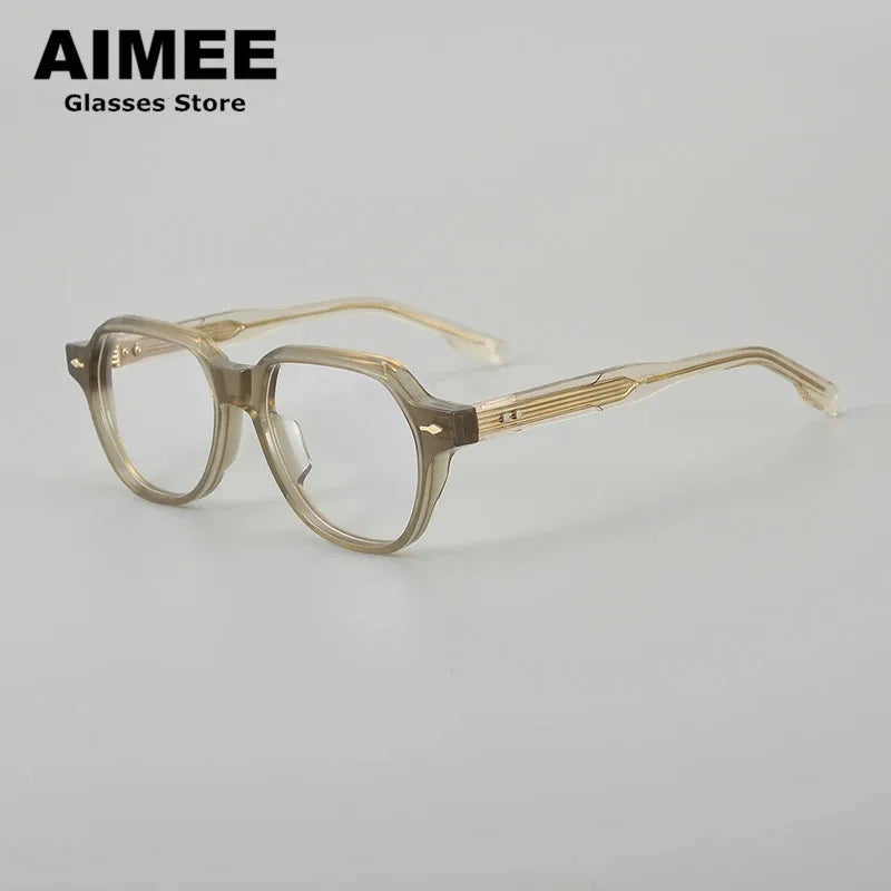 Aimee Unisex Full Rim Flat Top Polygon Acetate Eyeglasses 5317 Full Rim Aimee   