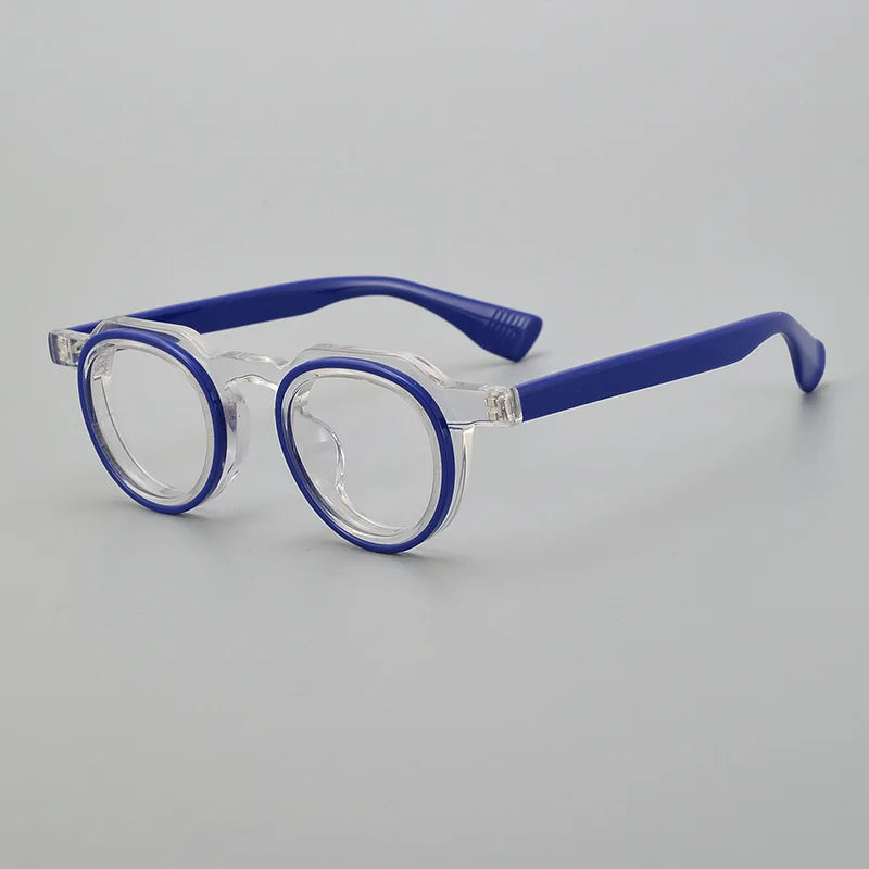 Hewei Unisex Full Rim Flat Top Oval Acetate Eyeglasses 2294 Full Rim Hewei blue  