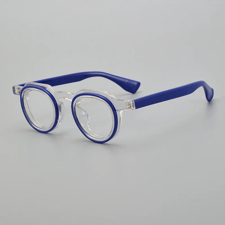 Hewei Unisex Full Rim Flat Top Oval Acetate Eyeglasses 2294 Full Rim Hewei blue  