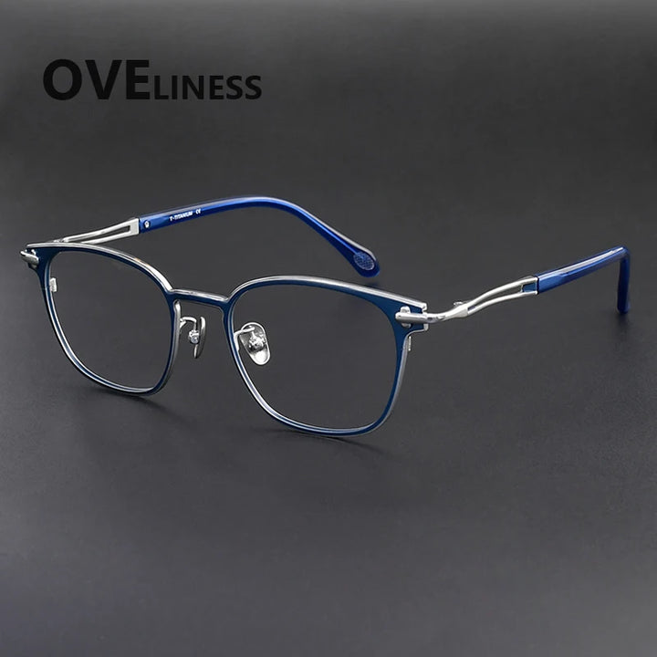 Oveliness Unisex Full Rim Square Acetate Titanium Eyeglasses 369140