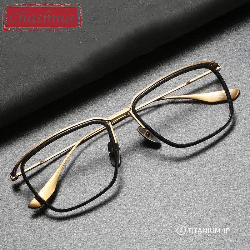 Chashma Ochki Unisex Full Rim Square Titanium Acetate Eyeglasses 84106 Full Rim Chashma Ochki   