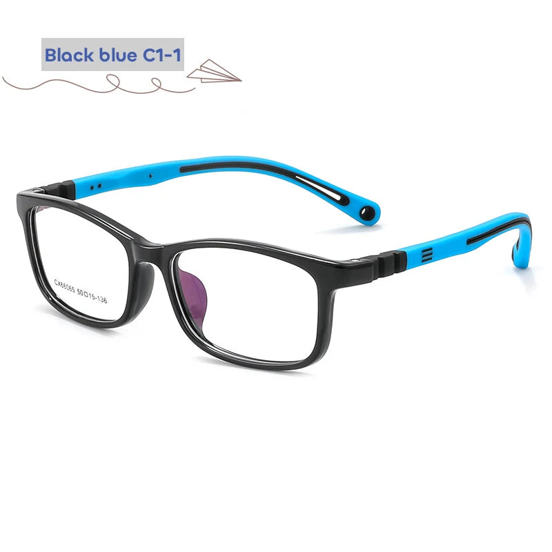 Vicky Unisex Youth's Full Rim Square Tr 90 Silicone Eyeglasses V66065 Full Rim Vicky K 66065-C1-1 CHINA 