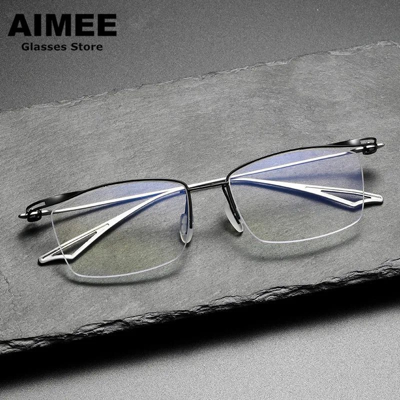 Aimee Unisex Semi Rim Square Titanium Eyeglasses 1756 Semi Rim Aimee   