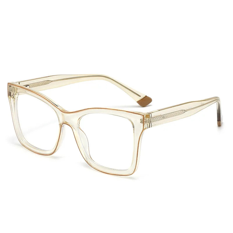 CCspace Women's Full Rim Square Cat Eye Polycarbonate Eyeglasses 301337 Full Rim CCspace Yellow  