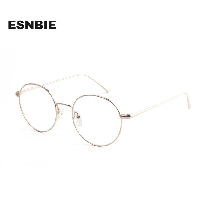 Esnbie Women's Full Rim Flat Top Round Alloy Eyeglasses 241269