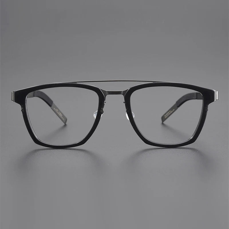 Black Mask Unisex Full Rim Double Bridge Titanium Square Eyeglasses 4507 Full Rim Black Mask   