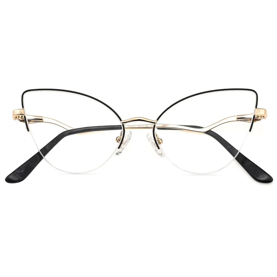 Laoyehui Women's Semi Rim Oval Cat Eye Alloy Reading Glasses 8451 Reading Glasses Laoyehui   