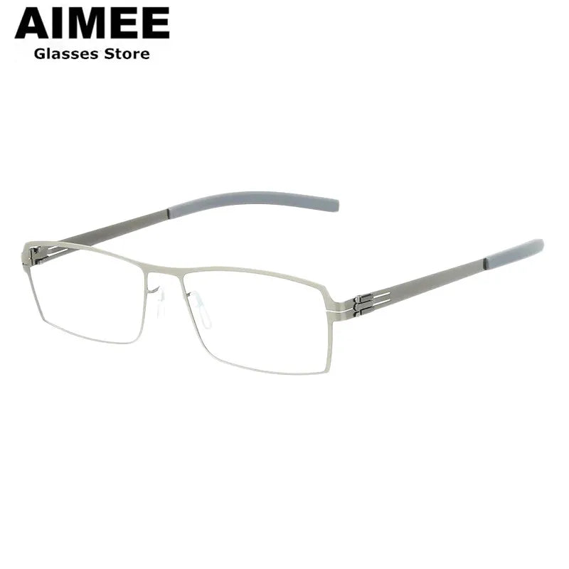 Aimee Unisex Full Rim Square Screwless Stainless Steel Eyeglasses 5086 Full Rim Aimee Gun-Grey  