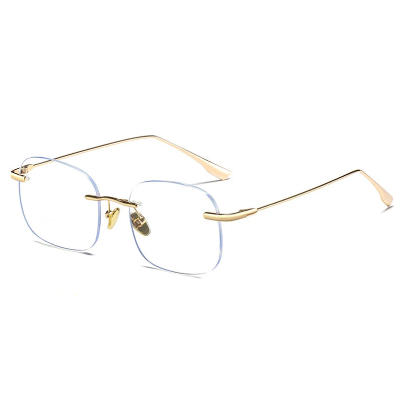 Handoer Women's Rimless Square Titanium Eyeglasses 99219 Rimless Handoer Gold