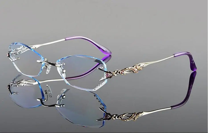 Chashma Ochki Women's Rimless Oval Square Titanium Eyeglasses 28036