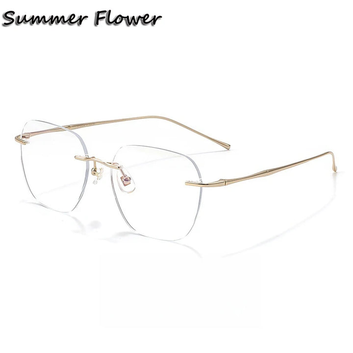 Summer Flower Unisex Rimless Polygon Square Steel Eyeglasses 699632