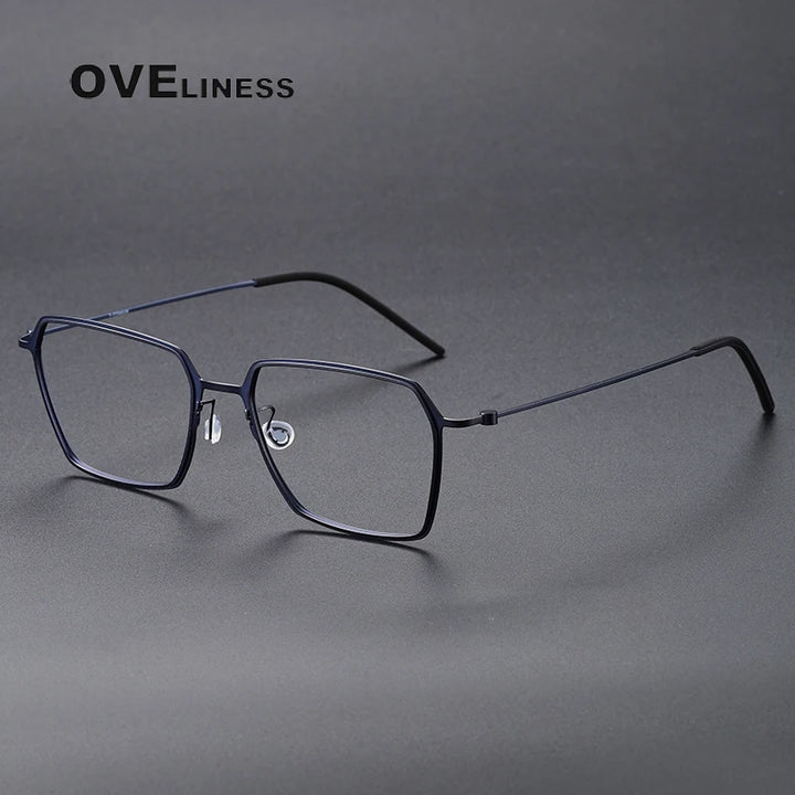 Oveliness Unisex Full RIm Polygon Screwless Titanium Eyeglasses 5514 Full Rim Oveliness blue  