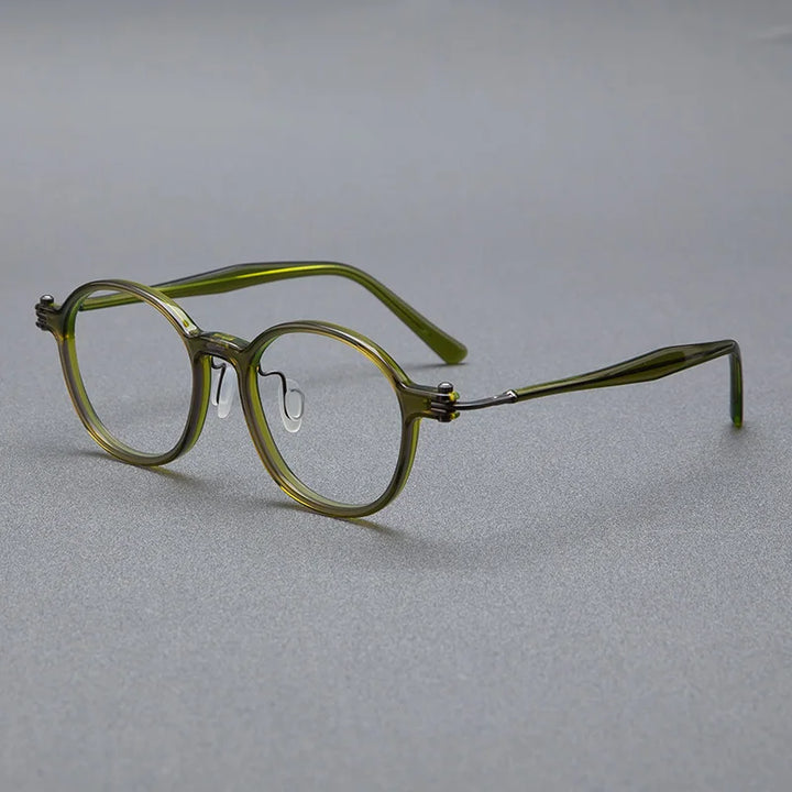 Black Mask Unisex Full Rim Round Oval Titanium Acetate Eyeglasses 4883 Full Rim Black Mask Green  