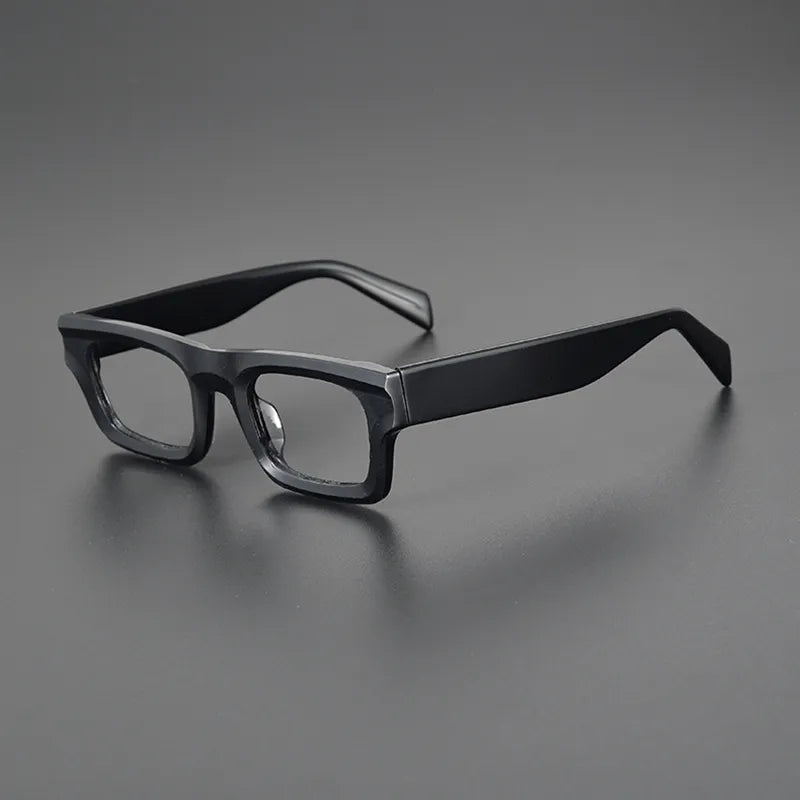 Black Mask Unisex Full Rim Rectangle Acetate Eyeglasses 8018 Full Rim Black Mask Black  