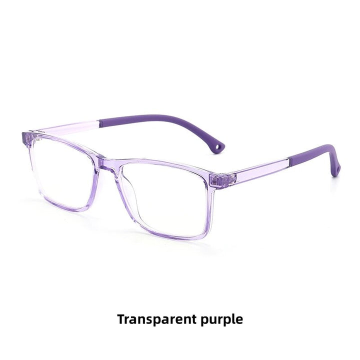 KatKani Children's Unisex Full Rim Square Tr 90 Eyeglasses F8500 Full Rim KatKani Eyeglasses Transparent Purple  