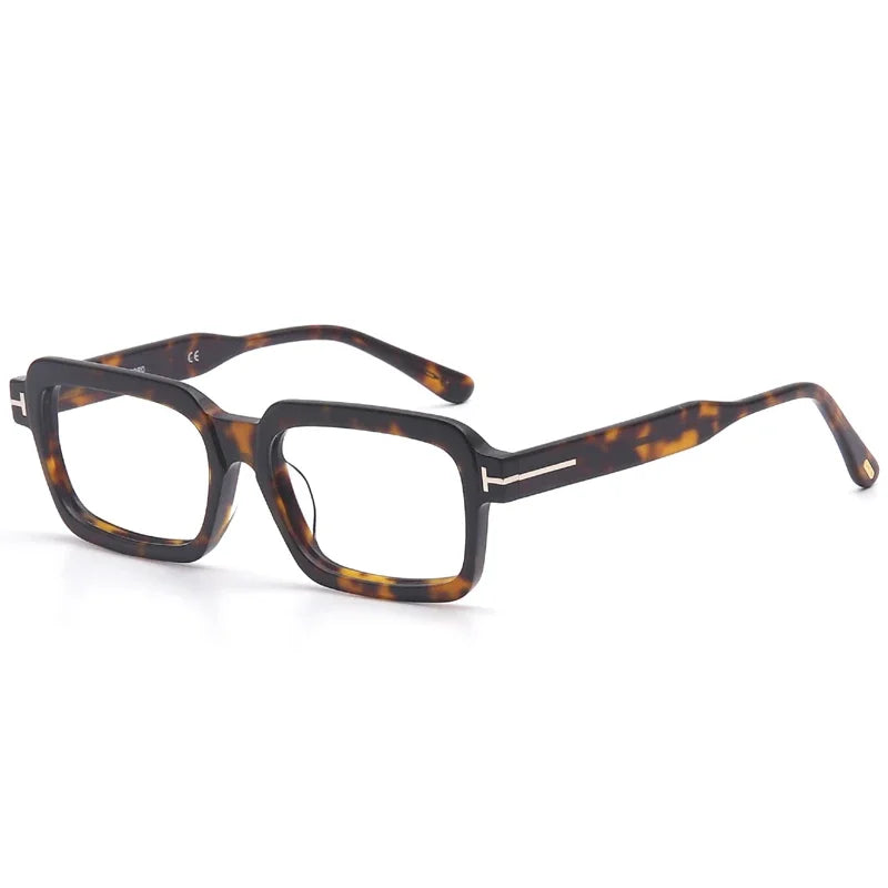 Aror Unisex Full Rim Brow Line Square Acetate Eyeglasses 45711 Full Rim Aror Leopard