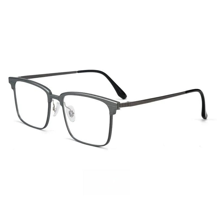 Yimaruili Men's Full Rim Square Aluminum Magnesium Eyeglasses 28531 Full Rim Yimaruili Eyeglasses Gun  