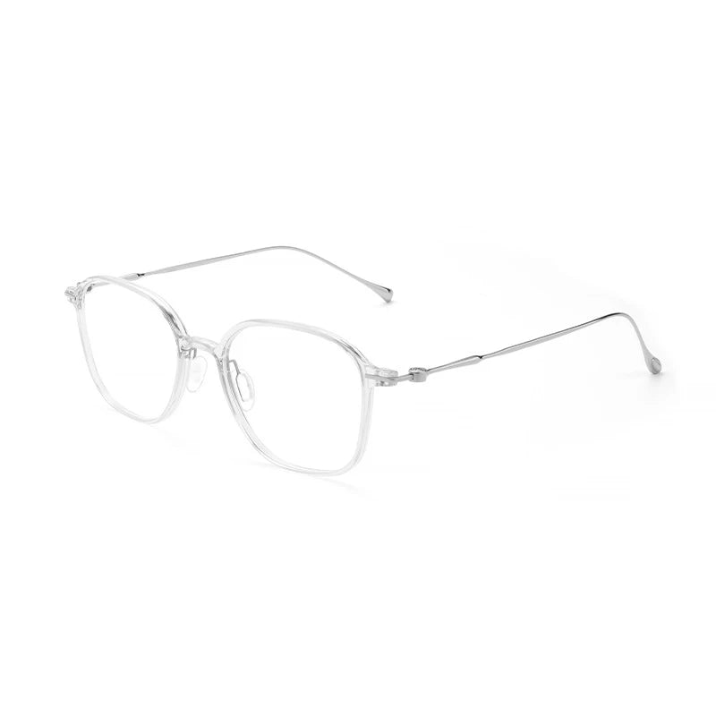 KatKani Unisex Full Rim Polygon Titanium Acetate Eyeglasses 8641 Full Rim KatKani Eyeglasses Transparent  