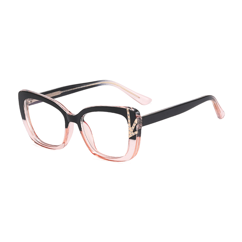 Ralferty Women's Full Rim Square Cat Eye Tr 90 Acetate Eyeglasses F82098 Full Rim Ralferty C7 Black Pink China 