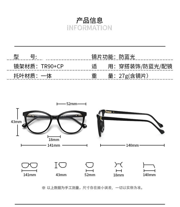 CCspace Women's Full Rim Square Tr 90 Alloy Reading Glasses 311153