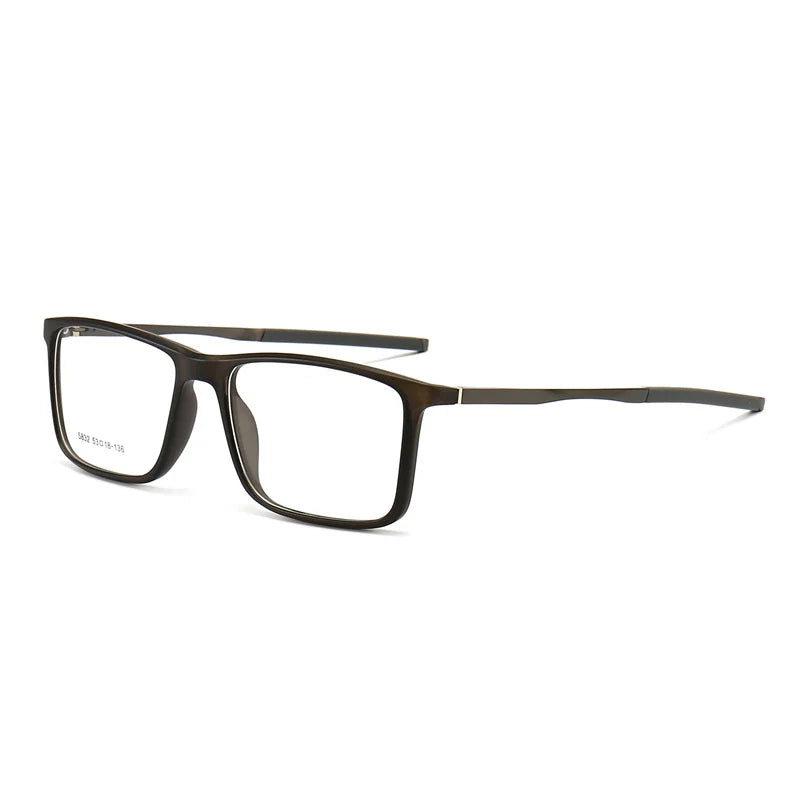 Kocolior Unisex Full Rim Square Tr 90 Aluminium Hyperopic Reading Glasses 5832 Reading Glasses Kocolior Gray 0 