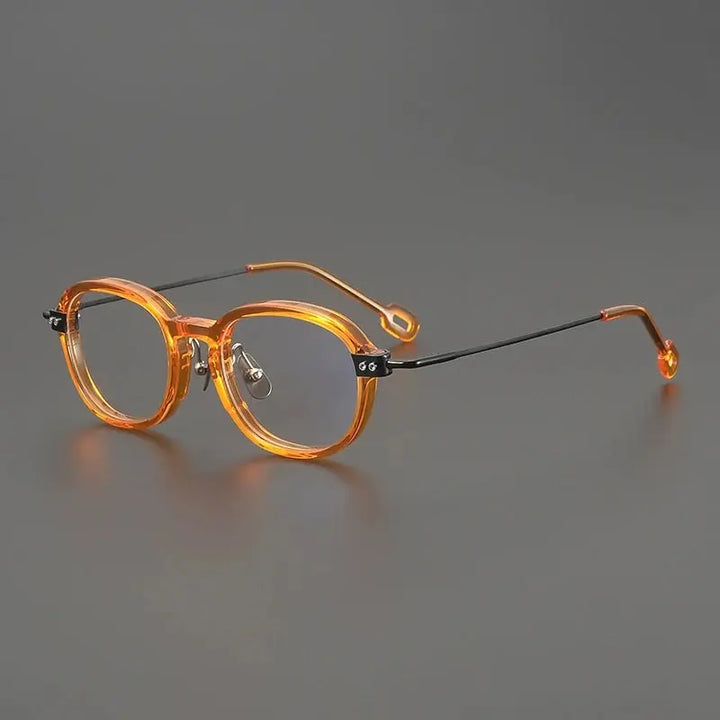 Gatenac Unisex Full Rim Big Square Acetate Titanium Eyeglasses 679010 FuzWeb