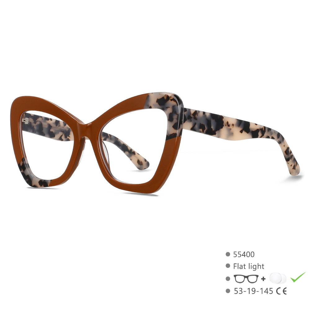 CCspace Women's Ful Rim Square Cat Eye Acetate Eyeglasses 55400 Full Rim CCspace Coffee China 